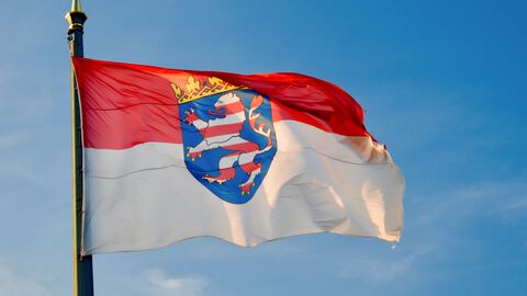 Hesesn Flagge Hessen Flagge weht im Wind